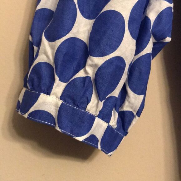 Larsen Gray Blue Polka Dot Blouse - Size Large - Picture 5 of 10